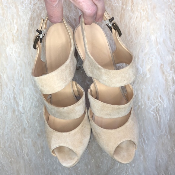 NEW J.Crew Suede Platform high heels NWOT never worn made in Italy Leather - Picture 3 of 14
